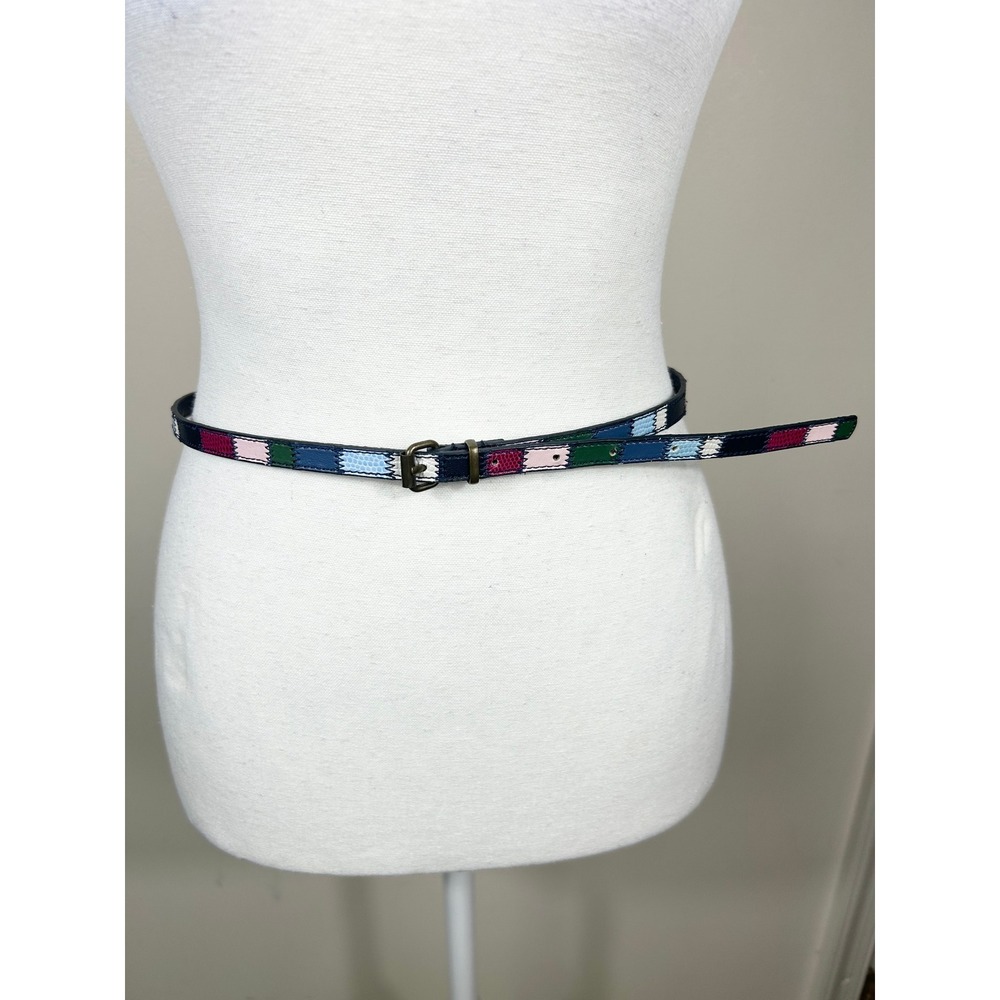 H&M Skinny Statement Belt Women M Multicolor Patchwork 70s Revival Eclectic Chic